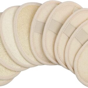 10-Pack Exfoliating Loofah Sponge Pads – Natural Luffa & Terry Cloth, Body Scrubbers for Shower & Bath