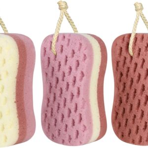 3 Pcs Bath Sponge for Women, Men, Kids, Sponge Loofah Body Scrubber Shower Sponge for Body Wash Bathroom, 3 Colors & Large Size Bathing Sponge Bathing Accessories(Large Size)