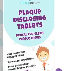 36 Count, Plaque Dental Disclosing Tablets for Kids or Adults, Shows Plaque, Helps Teach Brushing Habits for Clean Teeth, by Fresh Knight, Pack of (1)