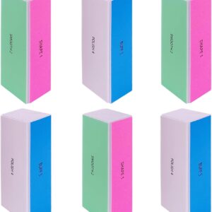 4 Way Nail Buffer Block (6 pcs), Nail Shine Buffers Blocks Files for Natural and Acrylic Nails Smoother Buffing Block Polisher Fingernail File Buffer 120/240/600/3000 Grit for Buffing Shinning