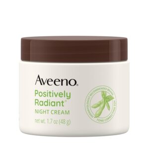 Aveeno Positively Radiant Moisturizing Face & Neck Night Cream with Tone Correcting Soy & Niacinamide, Night Cream Targets Dull Skin & Evens Skin Tone & Texture, Hypoallergenic, 1.7 oz