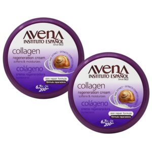 Avena Instituto Español Collagen Regeneration Cream, Softens & Moisturizes, Skin Repair Formula, 2-Pack, 6.8 Fl Oz each, 2 Jars.