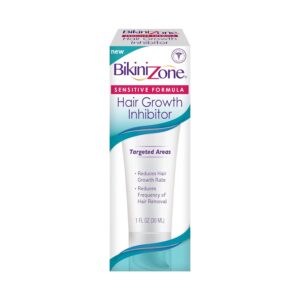 Bikini Zone Hair Growth Inhibitor – Cream to Help Stop Hair Growth for Face, Legs, Lips & Chin – Reduces Hair Density & Length – Painless Hair Inhibitor & Moisturizer After Waxing & Shaving (1 oz)