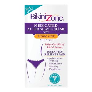 Bikini Zone Medicated After Shave Crème – Helps Stop Shave Bumps & Irritation – Gently Formulated Cream for Bikini & Delicate Areas – Use after Shaving, Waxing, or Depilation – Dye-Free (1 oz, 1 Pack)