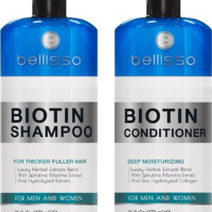 Biotin Shampoo and Conditioner Set – Sulfate and Paraben Free Treatment for Men and Women – Hair Thickening Volumizing Products to Help Boost Thinning Hair with Added Keratin