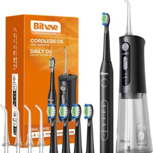 Bitvae Water Dental Flosser Teeth Picks – Cordless Water Flosser for Teeth – 5 Modes Sonic Electric Toothbrush,Upgraded Water Dental flosser Pick