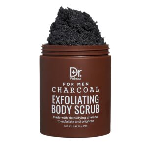 Body Scrub for Men- Ultimate Exfoliating Scrub Infused with Charcoal, Men’s Body Wash in Jar with Twist Top, 23 oz, For All Skin Types