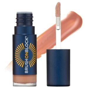 Brush On Block Sun Shine Protective Lip Oil SPF 30, Mineral Protection from UVA/UVB & Blue Light, Hydrating, Cruelty-Free, Gluten-Free, & Vegan, Nude