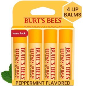 Burt’s Bees Lip Balm – Original Beeswax, Lip Moisturizer With Responsibly Sourced Beeswax, Tint-Free, Natural Origin Conditioning Lip Treatment, 4 Tubes, 0.15 oz.