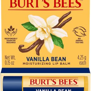 Burt’s Bees Lip Balm – Vanilla Bean, Lip Moisturizer With Responsibly Sourced Beeswax, Tint-Free, Natural Origin Conditioning Lip Treatment, 2 Tubes, 0.15 oz.