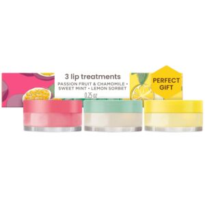 Burt’s Bees Lip Mask Set- Overnight Intensive Treatment Revives & Nourishes for All Day Hydration, Passion Fruit & Chamomile, Sweet Mint & Lemon Sorbet