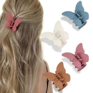 Butterfly Hair Clips Butterfly Clips Hair Claw Clips for Girls 2.6” Hair Clips for Women 4Pcs Claw Clip Matte Hair Claws Butterflies Accessories Hair Clamps Jaw Clips for Thin and Medium Hair