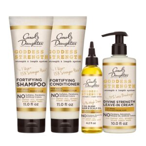 Carol’s Daughter Goddess Strength Hair Care Kit with Sulfate Free Shampoo, Sulfate Free Conditioner, Leave In Conditioner and Scalp and Hair Oil, Includes 4 Hair Products