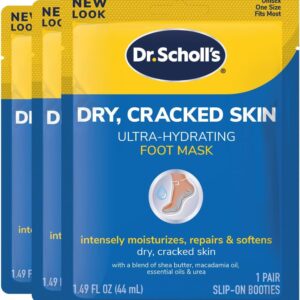 Dr. Scholl’s Ultra Hydrating Foot Mask 3 Pack , Intensely Moisturizes Repairs and Softens Rough Dry Skin with Urea, 3 Count 1 Pair