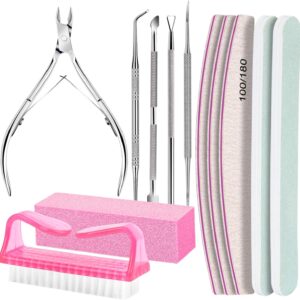 FANDAMEI Nail Care Tool Kit, Nail Files 100/180, Nail Buffer Block, Cuticle Nippers, Cuticle Trimmer, Cuticle Pusher, Nail Lifter for Ingrown Toenails, Nail Tools, Nail Kit, Pedicure & Manicure Tools