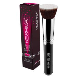 Flat Top Kabuki Foundation Brush By KESHIMA – Premium Makeup Brush for Liquid, Cream, and Powder – Buffing, Blending, and Face Brush