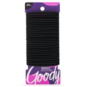 Goody Ouchless Womens Elastic Hair Tie – 30 Count, Black – 4MM for Medium Hair- Hair Accessories for Women Perfect for Long Lasting Braids, Ponytails and More – Pain-Free