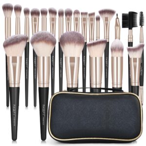 MAGEFY Makeup Brushes, 22 Pcs Professional Premium Synthetic Makeup Brush Set with Case, Foundation Eyeshadow Brush Travel Make up Brushes Set (Blackgold)