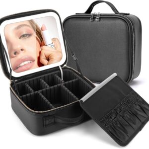 Makeup Bag with Led Mirror-Travel Makeup Bag with Led Mirror is with Waterproof Design Travel Makeup Bag, Best Gift for Women is a Makeup Case With Lighted Mirror.Makeup Bag With Mirror 3 Color Scene