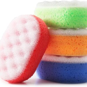 MartiniSPA Italian-Made 4-Pack Bath & Shower Sponge for Face & Body, Exfoliating Sponge for Men & Women, Dual Action Design, Dermatologically Tested – 1 of Each Color.