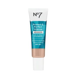 No7 Protect & Perfect Advanced All in One Foundation – Cool Vanilla – Age Defying Foundation Makeup with SPF 50 for Women – Makeup Base Cream Helps to Reduces Redness & Blurs Visible Pores (30ml)