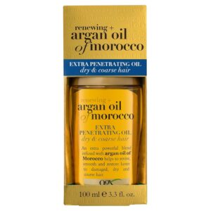 OGX Extra Strength Argan Oil Hair Treatment, 3.3 fl oz – Deep Moisturizing Serum for Dry, Damaged & Coarse Hair, Paraben & Sulfate-Free