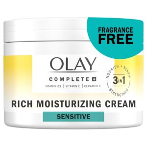 Olay Complete+ Rich Moisturizing Cream Fragrance-Free, 8.5 OZ, 3-in-1 Hydrating Face Cream for Dry Skin with Vitamin B3, Vitamin E, and Ceramides