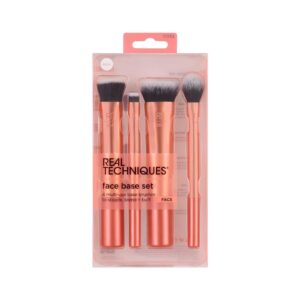 Real Techniques 4 Piece Face Base Makeup Brush Set, For Concealer, Foundation, Contour, & Setting Powder, Makeup Brushes For Blending & Buffing, & Sculpting, Travel Friendly, Gift Set, Cruelty-Free