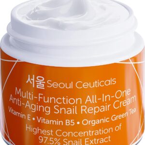 SeoulCeuticals Korean Skin Care 97.5% Snail Mucin Moisturizer Cream – K Beauty Skincare Day & Night Snail Repair Cream Filtrate Cruelty Free 2oz