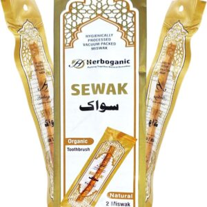 Sewak Natural Miswak Traditional Toothbrush, No Flavor All Natural for Oral Health, Hygiene, Fresh Breath, Light Weight, Vacuum Sealed (Pack of 2)