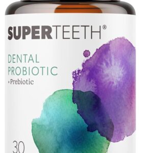 SuperTeeth Chewable Dental Probiotic for Adults & Kids | Support Healthy Teeth & Gums | Oral Health | Fights Bad Breath | BLIS M18 | 30 Mint Flavored Tablets | Fluoride & Sugar Free | Vegan Supplement