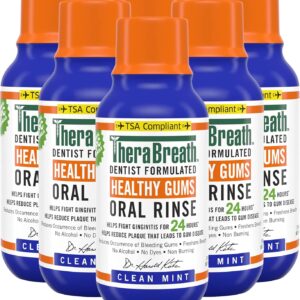 TheraBreath Healthy Gums Periodontist Formulated 24-Hour Oral Rinse, Clean Mint, 3 Ounce (Pack of 6)