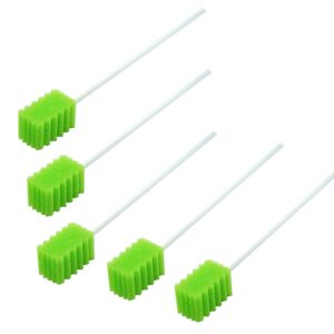 Treated Oral Swabs with Dentifrice- Flavored Dental Swabs Individually Wrapped Fruit Green Tooth Shape for Oral Cavity Cleaning Sponge Swab, Box of 100 counts