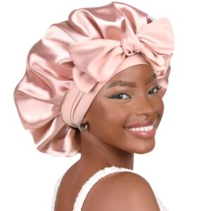 YANIBEST Satin Bonnet Silk Bonnet for Sleeping Double Layer Satin Lined Hair Bonnet with Tie Band Bonnets for Women Natural Curly Hair