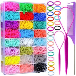 YGDZ Elastic Hair Bands 24 Colors, 1500 pcs Mini Hair Rubber Bands for Hair, Small Hair Ties, Ponytail Holders, Colorful Hair Accessories for Toddler, Baby, Girl, Kids