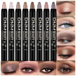 evpct 8Pcs Cream Eye Shadow Brightener Sticks Set for Eyes, Champagne Pearl Taupe Bronze Cocoa Stone Putty Smoky Amethyst Shimmer Matte Pencil Eye shadow Applicator Stick Palette Makeup Waterproof 03